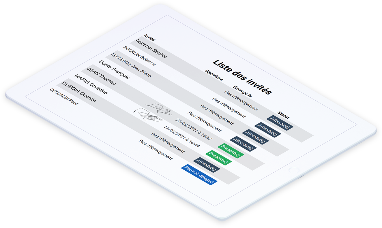 Émargement Avec signature digitale